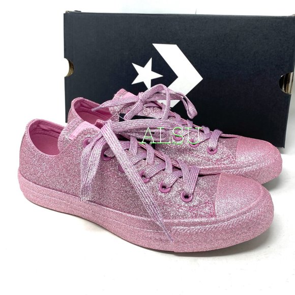 SANTA’S DEAL 🎄 Converse Chuck Taylor All Stars Low Glitter Pink Women's 162993C - Picture 6 of 10